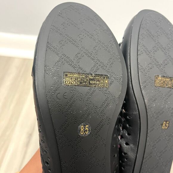 Vionic Flats Womens 8.5 Surin Black Leather High Arch Support Orthaheel Tech NWT - Picture 6 of 6